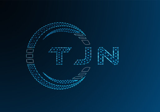 TJN low poly letter logo vector design. TJN lower poly logo design. Low poly logo.