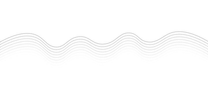 Flowing dots particles wave pattern halftone gradient curve shape isolated on white background. Vector in concept of technology, science, music, modern.