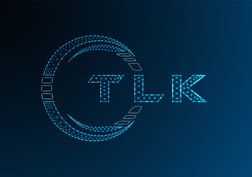 TLK low poly letter logo vector design. TLK lower poly logo design. Low poly logo.
