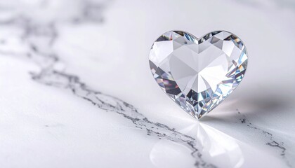 Fototapeta premium Heart Shaped Diamond on Marble Surface.