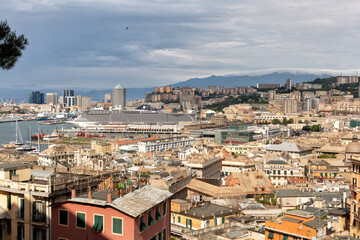 View from the scenic lookout Spianata Castelletto of buildings below