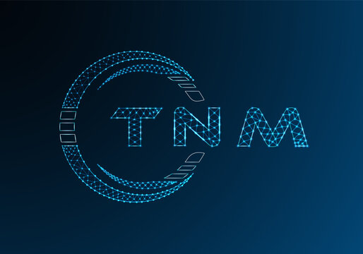 TNM low poly letter logo vector design. TNM lower poly logo design. Low poly logo.