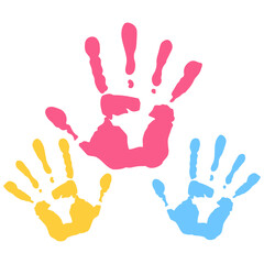 Colorful Hand Prints Kids Children Vector Illustration Art