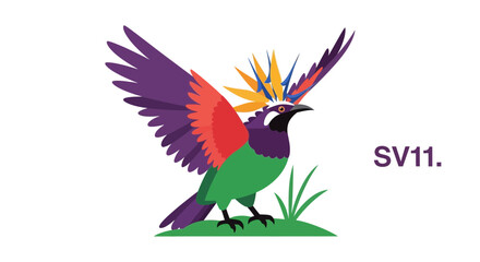 Obraz premium Vibrant Exotic Bird with Colorful Plumage and Feathers, Vector Illustration