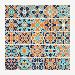 A mosaic of colorful, geometric patterns with a tile-like structure © PANGERANDESIGN