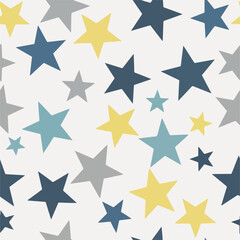Fototapeta premium A pattern of colorful stars of various sizes on a white background