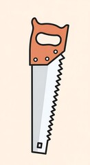 Vintage handsaw with wooden handle.