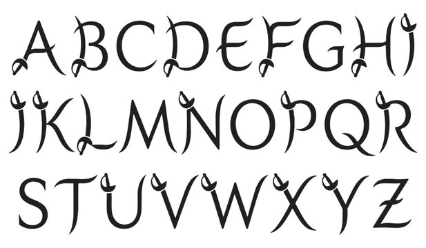 Decorative Alphabet Letters with Leaf Accents.