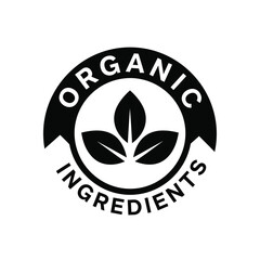 Obraz premium Vector illustration icon black and white organic ingredients logo with leaf emblem