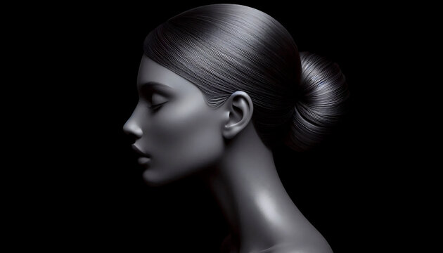 A profile portrait focusing solely on skin and hair texture, Ai generated image