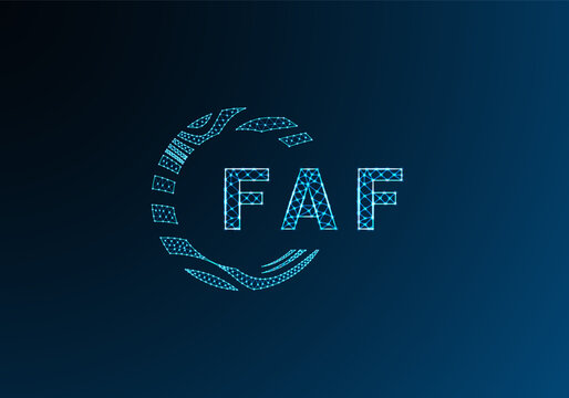FAF low poly letter logo vector design. FAF lower poly logo design. FAF unique low poly logo design.