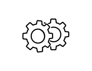 Fototapeta premium Monochrome depiction of two interlocking cogwheels, illustrating mechanics and interconnectedness