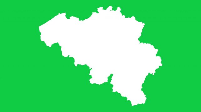 Belgium map pop animation with green background