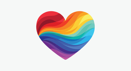 A stylized heart filled with layered rainbow-colored waves © PANGERANDESIGN