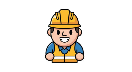 Engineer Mascot Icon Flat Vector Illustration