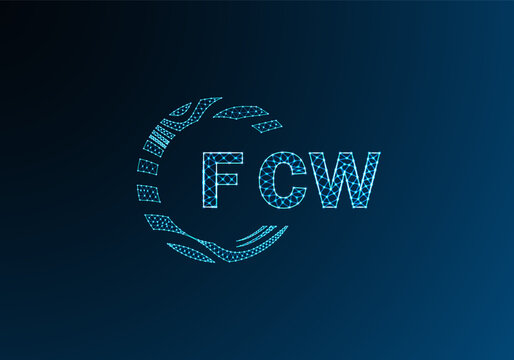 FCW low poly letter logo vector design. FCW lower poly logo design. FCW unique low poly logo design.
