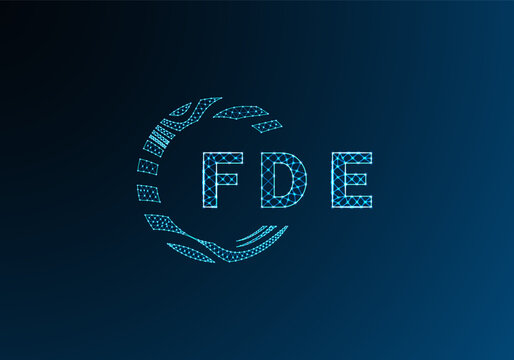FDE low poly letter logo vector design. FDE lower poly logo design. FDE unique low poly logo design.