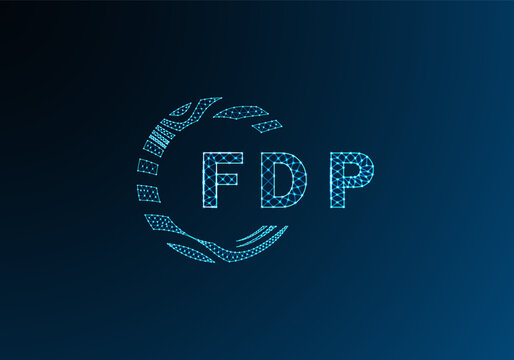 FDP low poly letter logo vector design. FDP lower poly logo design. FDP unique low poly logo design.