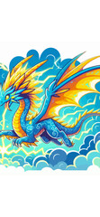 Lightning dragon cartoon vector illustration