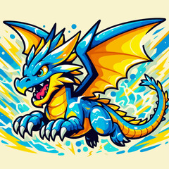 Lightning dragon cartoon vector illustration