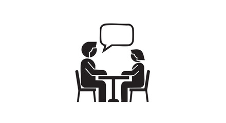 Business Meeting Discussion Flat Icon, Team Conversation Concept