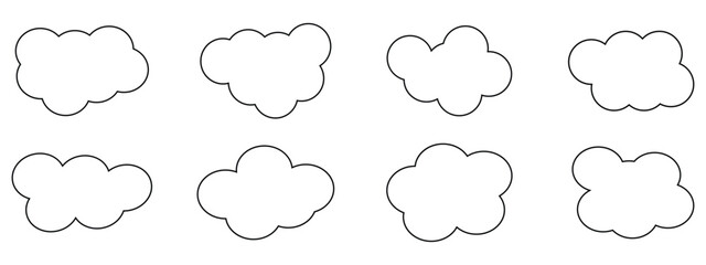 Fototapeta premium Cloud icon set - vector. cloud symbol in line and glyph style. Vector illustration. Integrated digital web concept background