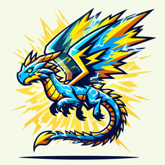 Lightning dragon cartoon vector illustration
