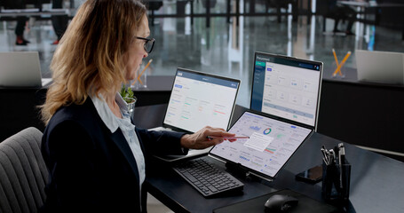 Lawyer Examining Digital Compliance Dashboard For Privacy Regulations