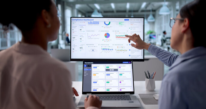 Diverse Team Of Data Protection Officers Monitor Regulations Compliance