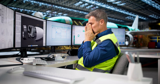 Sad And Frustrated Engineer Troubleshoots Software