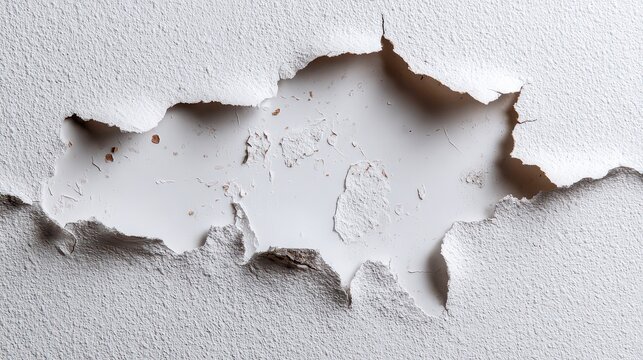 Damaged Acoustic Ceiling Tile with Hole and Dropped Texture Detail