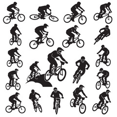 Naklejka premium Black BMX Racing Silhouette Vector, High Quality Illustration on White Background