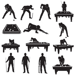 Black Billiards Silhouette Vector, High Quality Illustration on White Background © dream