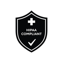 Fototapeta premium Vector illustration icon black shield icon with white cross and hipaa compliant text