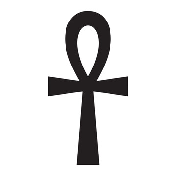 Egyptian symbol ankh icon Silhouette vector black on a white background