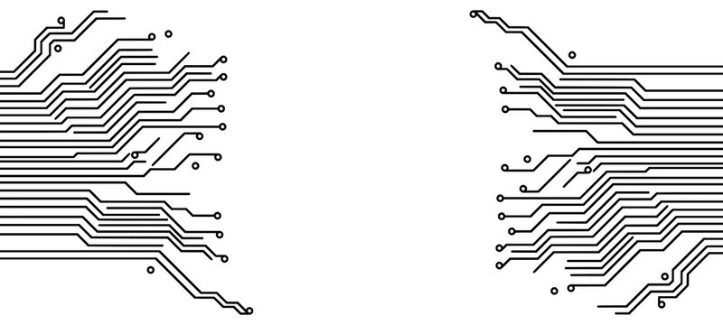 Circuit board corner frames texture, digital electronic data and network connection, futuristic technology system tech lines 
