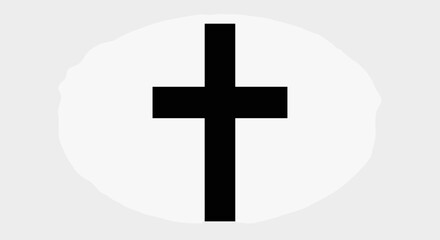 Obraz premium Simple Black Cross Symbol on White.