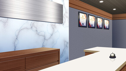 大理石の壁の受付