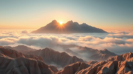Naklejka premium sunset in the mountains