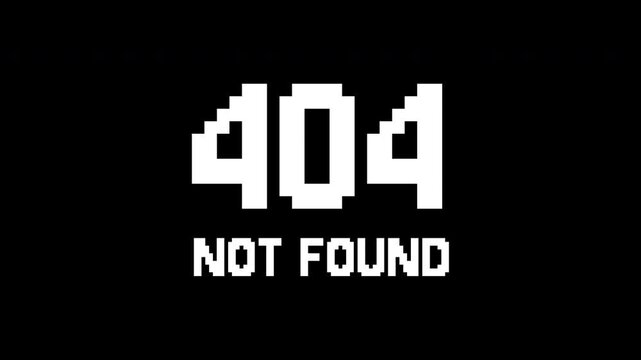 Error 404 not found error message on a black background. Suitable for web design projects, technologyrelated content, error page design.