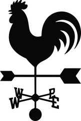 Minimalist black wind vane with a rooster silhouette vector icon © Vector.com