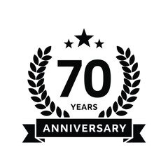 Obraz premium Vector illustration icon 70 years anniversary emblem with laurel wreath and stars