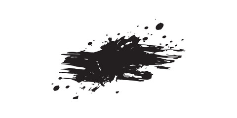 Black Ink Splatter Abstract Brush Stroke Grunge Texture.