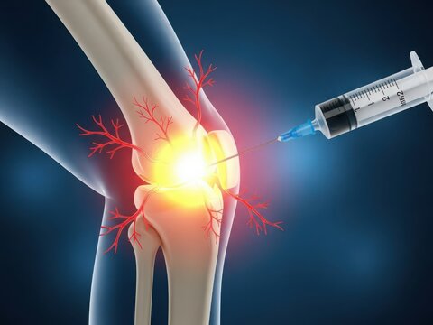 Knee injection for pain relief