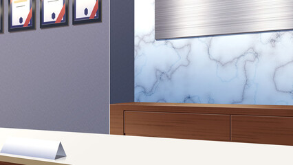 大理石の壁の受付