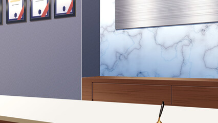 大理石の壁の受付