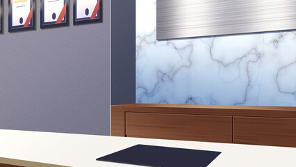 大理石の壁の受付