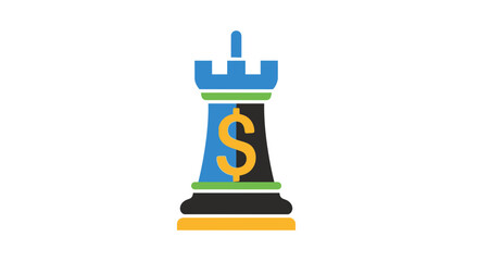 Chess Rook with Dollar Symbol: Business Strategy, Financial Planning, Investment © Ahda