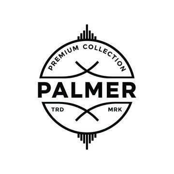 Vector illustration icon black and white palmer logo design with premium collection label