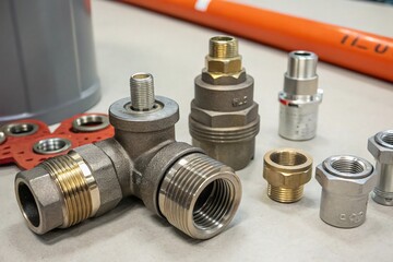 A collection of different types of pipes and fittings